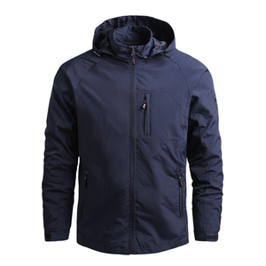 Men's <b>Thin</b> <b>Waterproof</b> Windproof Breathable Plus Size Soft Shell <b>Jacket</b> with Hood Zip Closure Outdoor Hiking Regular Fit Green - Product Image 4