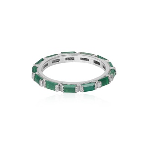 Anillo de Eternidad de Plata de Ley 925 Chapado en Oro con Ónix Verde para Mujer, Anillo Apilable con Piedras Preciosas para Aniversario de Bodas - Product Image 1