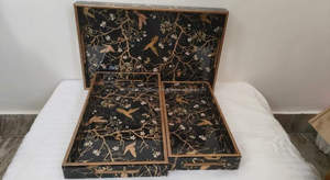 ถาดเสิร์ฟพิมพ์ลาย MDF meena ทำด้วยมือถาดทำด้วยมือหรูหราสำหรับงานแต่งงานและโอกาสพิเศษจากอินเดีย - Product Image 4