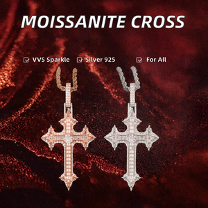 Collier pendentif en argent sterling 925 avec lettres de l'alphabet en forme de canal, serti de moissanite et de perles d'eau douce, bijoux hip-hop glacés - Product Image 2