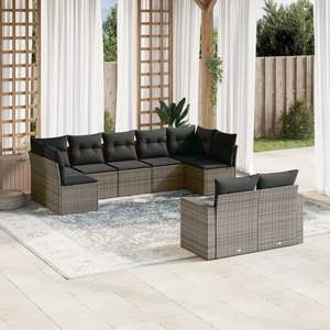 Conjunto de Sofás de Jardín de Mimbre Sintético Gris Resistente a los Rayos UV, Muebles de Exterior con Materiales Duraderos - Product Image 1