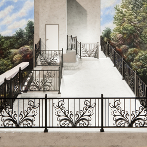 Rampe de balcon en fer forgé sur mesure, rampe décorative en acier pour balcon, utilisation extérieure, durable, revêtement en poudre, design élégant - Product Image 4