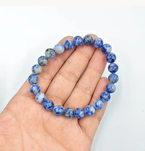 Wholesale Natural Lapis Round <b>Stone</b> Beads Polished Blue White Gemstone Beads for <b>Bracelet</b> Making Jewelry Craft - Product Image 1