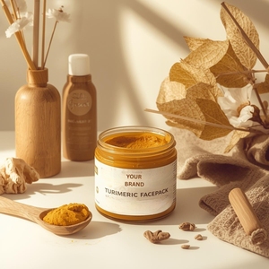 Crème de masque facial au curcuma et au bois de santal biologique, masque facial en boue blanchissant pour la revente, commande en gros, fournisseur - Product Image 4