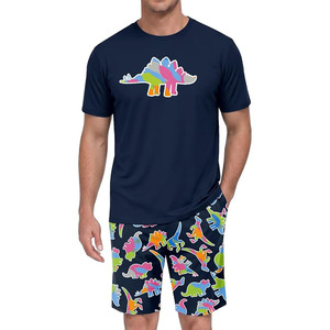 <b>Men</b> <b>Pajama</b> <b>Set</b> Summer Pjs Sleepwear Short Sleeve Graphic Tee and Printed Shorts Novelty Loungewear With Pocket - Product Image 1