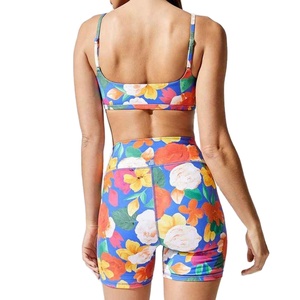 Custom Logo Sublimation Printed Waterproof Spandex Polyester 2 Piece Workout Shorts Set With Elastic Waist For Gym & Yoga - Product Image 5