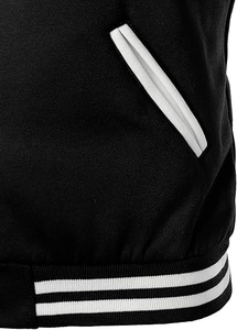 Chaqueta Varsity en Bloques de Color Blanco y Negro, Cuello Alto, Botones a Presión, Estilo Deportivo de Béisbol - Product Image 3