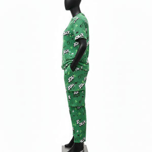 Ensemble haut et pantalon pour femme en coton et polyester mélangés, 180 GSM, vert, sublimation intégrale, logo personnalisé, ensembles pour femmes - Product Image 3