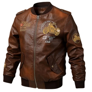 Mens Premium Motorcycle <b>Jacket</b> Fashion Biker Stand Collar Letter Premium OEM Custom Men's Genuine Moto Leather <b>Jacket</b> - Product Image 3