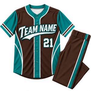 Ensemble d'uniformes de baseball personnalisés pour hommes adultes, manches courtes, 100% polyester, évacuation de l'humidité, impression par sublimation, nom de l'équipe 21 - Product Image 1