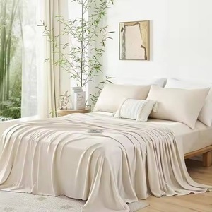 Drap de lit en bambou 300TC, uni, toucher doux et naturel, respirant, linge de lit de luxe pour la maison, la chambre à coucher, la chambre d'hôtes, l'hôtel, la station balnéaire - Product Image 3