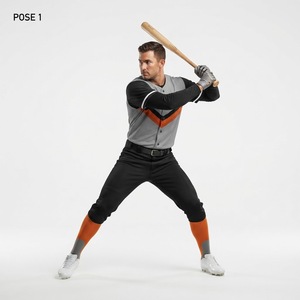 Uniforme de Béisbol Personalizado para Hombre, Gris, Negro y Naranja, Impresión por Sublimación, Ropa Deportiva Transpirable de Poliéster, Talla Adulto, Servicio OEM - Product Image 4