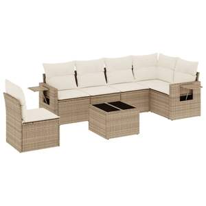Ensemble de canapés de jardin en rotin PE beige avec structure en acier thermolaqué et verre trempé, mobilier d'extérieur haut de gamme - Product Image 2