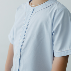 Summer Home Wear Bambou Coton Poly Haute Qualité Vente en Gros Design Pyjamas Bébé Manches Courtes Pantalon Long Bleu Blanc Rayé - Product Image 4