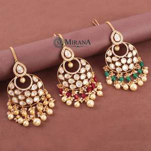 Radhika Polki Colored Beaded Maangtika-Cultural Collectible Jewelry - Product Image 2