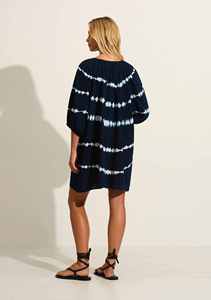Women <b>Boho</b> Dark Gray Tie Dye Cotton Mini <b>Dress</b> V-Neck Puff Sleeve Casual <b>Summer</b> <b>Dress</b> - Product Image 4