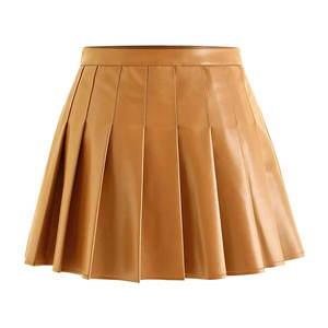Minifalda Dorada de Cintura Alta para Mujer, Falda Corta Plisada de Piel Sintética Estilo Skater, 2026 - Product Image 1