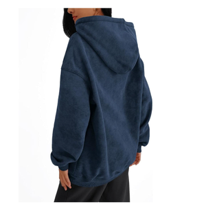 Sweat à capuche pour femme de haute qualité, 100% coton, hiver, long, broderie 3D, surdimensionné, polaire, séchage rapide, écologique, streetwear - Product Image 4