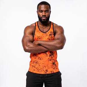 OEM Custom Tie-Dye Tank Top Men Sublimation Printed Gym Fitness <b>Singlet</b> Knitted O-Neck Workout Wear Men Gym Vest Top - Product Image 2