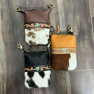 2025 Designer Western Handmade Tooled Cowhide Leather Waist <b>Bag</b> with Small <b>Phone</b> Purse <b>for</b> Women's Motorcycle Riding Hip Pouch - Product Image 5