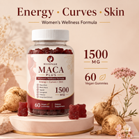 Gummies de Maca pour Femmes 1500 mg Énergie Vitalité Bien-être de la Peau Végétalien à Base de Plantes 60 Gummies Maca Noire Tribulus pour OEM ODM Marque Privée