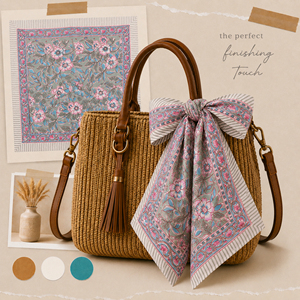 Écharpe carrée en coton imprimé floral faite à la main, accessoire de mode multifonctionnel, style bohème printemps-été - Product Image 2