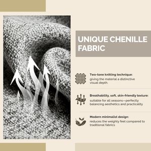 Divano Sezionale a U da Interno a 4 Posti con 2 Chaise Longue Corte, 283 cm di Lunghezza, in Tessuto Chenille, con Gambe in Plastica e Piume - Product Image 5