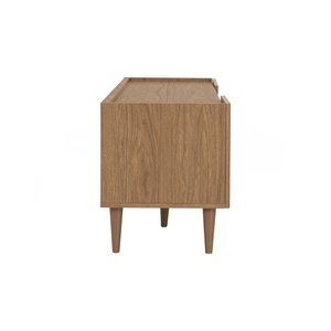 Modern Laminated Board TV Cabinet Oak Wood Finish Low board Media Console Entertainment Center with Double Storage Open <b>Doors</b> - Product Image 6