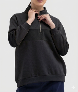 Ostriya Intl 2026 Women Streetwear Turtleneck Lightweight 100% Cotton Solid Front Embroidered <b>Drop</b>-shoulder Sweatshirt Oversized - Product Image 2