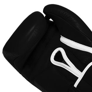 Guantes de Boxeo Profesionales de Cuero Negro con Cordones y Correa Ajustable para la Muñeca, Equipo de Entrenamiento para Adultos, 8oz 10oz 12oz 14oz 16oz - Product Image 5