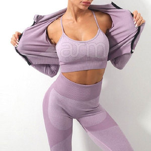 Conjunto de yoga sin costuras de alta calidad para mujer, 2 piezas, ropa deportiva para gimnasio, conjunto de yoga. - Product Image 3