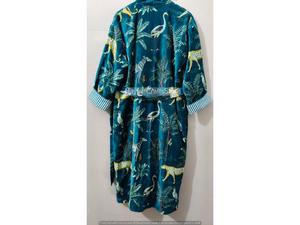 Bata de terciopelo de lujo para casa, bata kimono de terciopelo y algodón, albornoz, bata de boda, albornoz de invierno para dama de honor, color Aquatel - Product Image 3