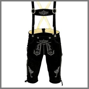 Lederhosen traditionnels bavarois pour hommes en cuir noir, tailles européennes 46 à 62 - Product Image 1