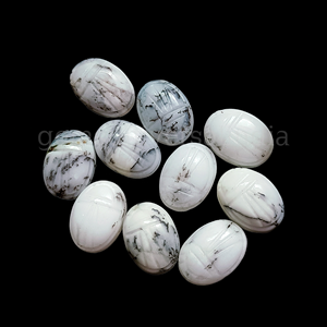 ลูกปัดพลอยโอปอลเดนไดรต์รูปแมลงปีกแข็งแกะสลักด้วยมือ พลอยโอปอลเดนไดรต์รูปแมลงเต่าทอง สำหรับทำเครื่องประดับ ขายส่ง - Product Image 1