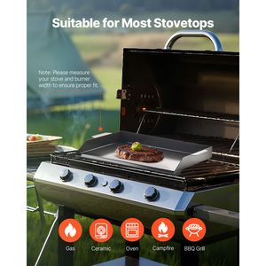 Plaque de cuisson rectangulaire portable en acier au carbone 22x16 pouces pour barbecue à gaz, plaque de cuisson universelle Teppanyaki, casseroles et poêles - Product Image 2