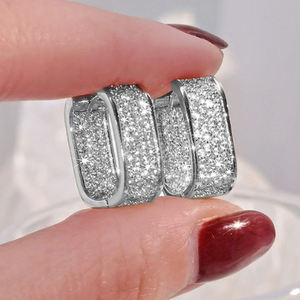 Boucles d'oreilles créoles hip-hop pavées de moissanite et zircon, couleur argent et or, pour hommes et femmes, bijoux fantaisie tendance, best-seller - Product Image 3