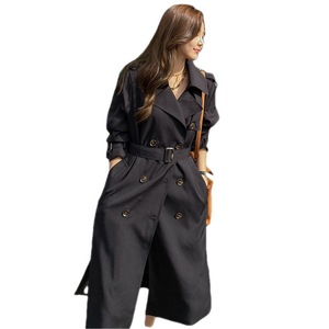 Blouson Bomber Long Beige Croisé à Col Rabattu Coupe Droite Respirant Élégant pour l'Automne Unisexe Formel Motifs Têtes de Mort - Product Image 2