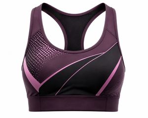 เสื้อชั้นในกีฬาผู้หญิงสีดำแบบ Racerback คอกว้างไร้ตะเข็บ ระบายอากาศได้ดี รองรับแรงกระแทกสูง สำหรับออกกำลังกาย โลโก้ด้านหน้า แต่งขอบตัดสี - Product Image 3
