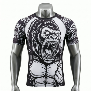 Camiseta de Compresión Unisex de Manga Larga con Estampado de Gorila, Sublimación, Secado Rápido, Transpirable, 120g, Poliéster/Nailon, Morado y Negro - Product Image 3