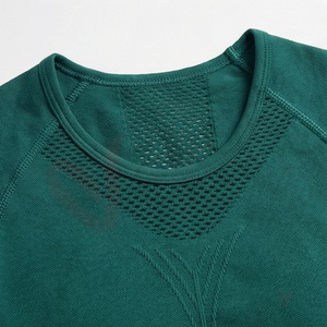 Ensemble de yoga sans couture pour femmes, soutien-gorge de sport vert dos nageur, leggings taille haute longueur intégrale, ensemble 2 pièces - Product Image 4