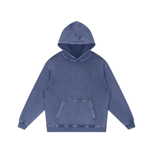 Sweat à capuche personnalisable pour homme en coton, effet délavé, épais, respirant, doublé, uni, imprimable, idéal pour l'automne - Product Image 2