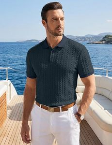 Camisa Polo Casual Aero Knit para Hombre, Texturizada, de Manga Corta, Elástica, para Golf, Vacaciones de Verano, Playa, con Cuello - Product Image 3