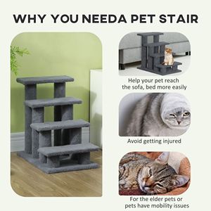 Albero per Gatti in Legno con Tiragraffi in Sisal, Scala per Animali Domestici da Interno, Materiale Plastico e Cartaceo per Gatti e Cani - Product Image 3