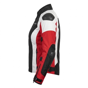 Blouson de moto pour femme KhumBro, manches longues, en PU, coupe-vent, color-block rouge, noir, blanc, toutes saisons, vêtements de course - Product Image 4