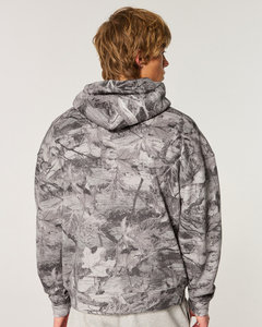<b>Men's</b> <b>Grey</b> Tropical Print Hooded <b>Sweatshirt</b> Customized Fit Pullover Polyester/Cotton Breathable Oversized Custom Logo - Product Image 6
