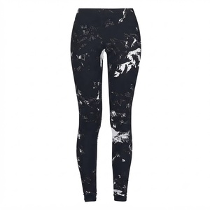 Leggings personnalisés 100% polyester à taille haute, imprimés, longueur intégrale, extensibles, tricotés, sportifs, pour femmes, toutes saisons, motif noir et blanc - Product Image 2