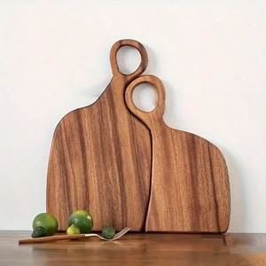 Eco Harvest Disposable Chopper <b>Wood</b> Chopping Board Rectangle with Handle Dark Brown Grain Pattern Meat Serving - Product Image 2