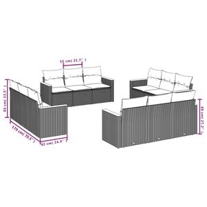 Juego de Sofás de Patio de 12 Piezas en Poliratán Negro con Cojines, Elegante Colección de Muebles para Exteriores - Product Image 3