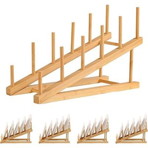 5-Pack Wooden 5-Tier <b>Plate</b> Stand Multi-<b>Plate</b> Holder Cabinet Organizer for Craft Show Vendor Counter Display <b>Rack</b> - Product Image 1