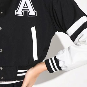 Fashion Women Varsity <b>Jacket</b> Custom College Letterman Coat Wool <b>Leather</b> Sleeves Street Style OEM ODM Sample Service - Product Image 6